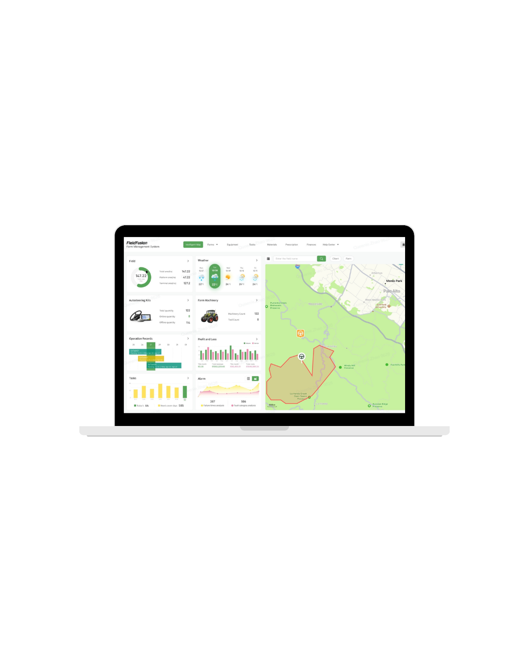 FieldFusion running on a laptop