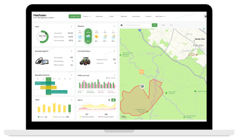 FieldFusion dashboard on computer