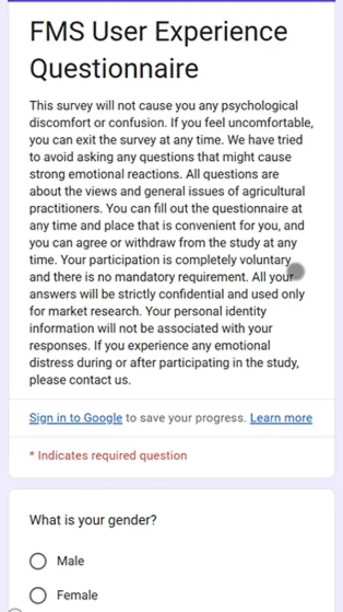 FieldFusion user experience questionnaire