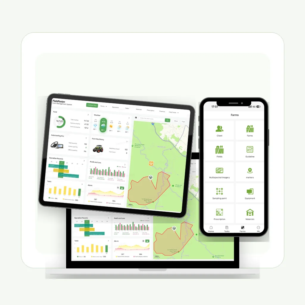 FieldFusion running on phone tablet and laptop