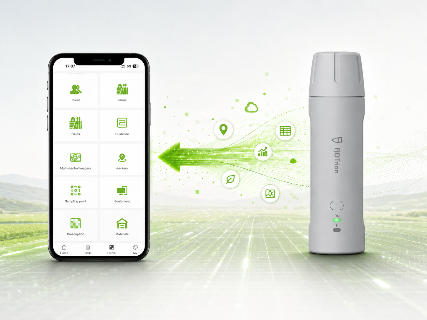 V4e Pro connected with the FieldFusion app
